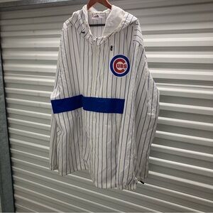 Chicago Cubs Pinstripe Pullover Windbreaker - White & Royal Blue